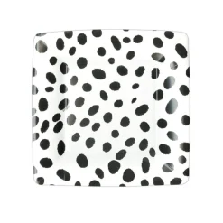 Spots Square Paper Salad & Dessert Plates in Black - 8 Per Package