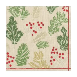 Sprigs and Berries Paper Luncheon Napkins in Linen - 20 Per Package