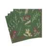 Sprigs and Berries Paper Cocktail Napkins in Evergreen - 20 Per Package