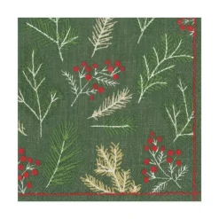 Sprigs and Berries Paper Luncheon Napkins in Evergreen - 20 Per Package