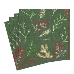 Sprigs and Berries Paper Luncheon Napkins in Evergreen - 20 Per Package