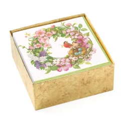 Spring Wreath Boxed Paper Cocktail Napkins - 40 Per Box