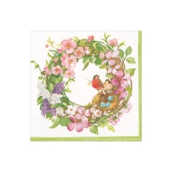Spring Wreath Paper Cocktail Napkins - 20 Per Package