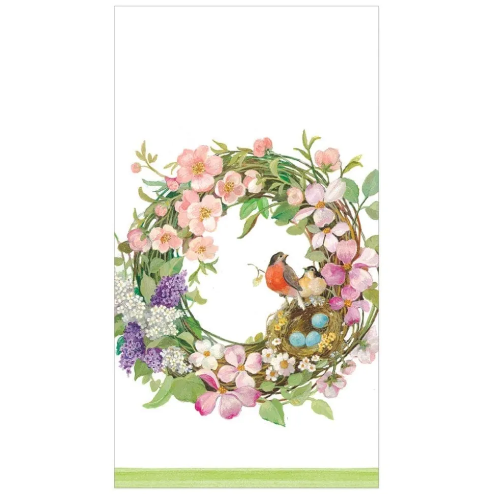 Spring Wreath Paper Guest Towel Napkins - 15 Per Package