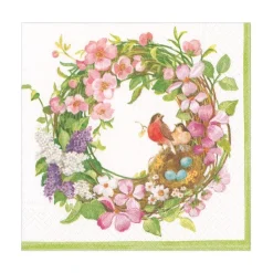 Spring Wreath Paper Luncheon Napkins - 20 Per Package