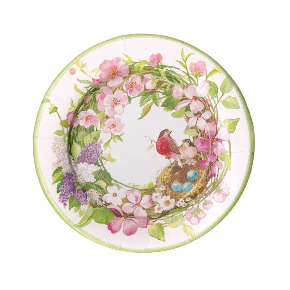 Spring Wreath Paper Salad & Dessert Plates - 8 Per Package