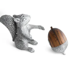 Squirrel with Wood Acorn Salt & Pepper Set