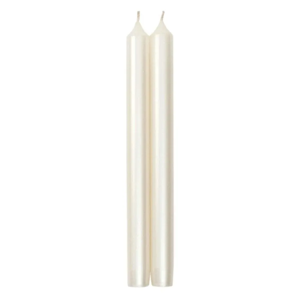 Straight Taper 10" Candles in White Pearlescent - 2 Candles Per Package, 6 Packages Included
