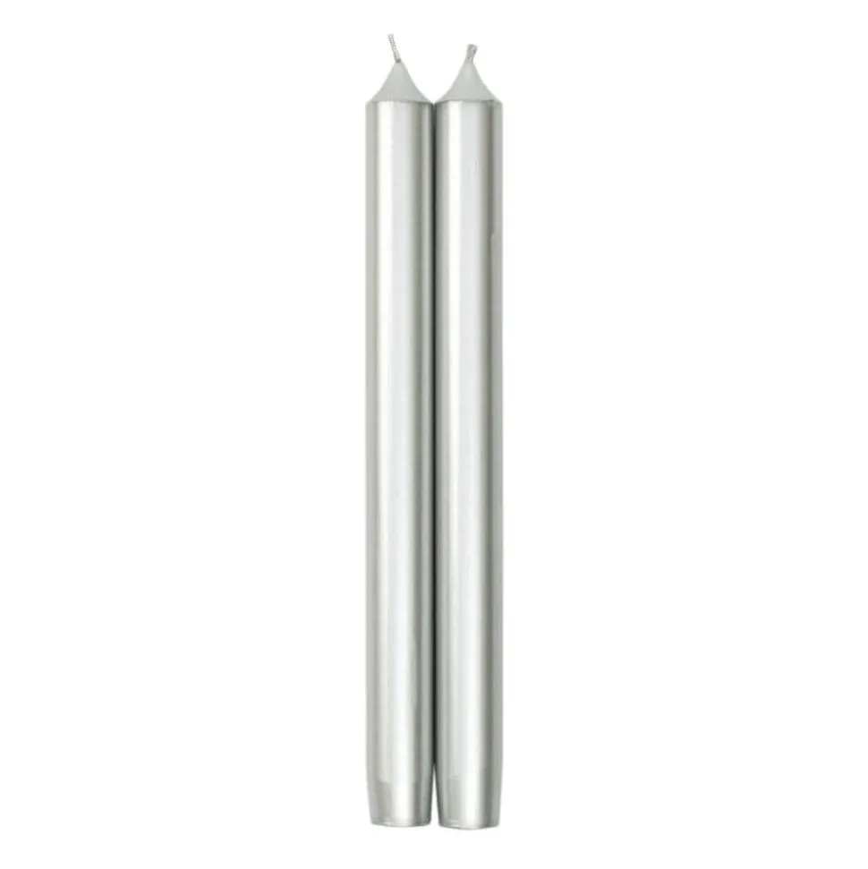 Straight Taper 10" Candles in Silver - 2 Candles Per Package
