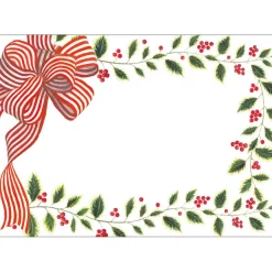 Striped Bow And Greenery Adhesive Labels - 12 Per Package