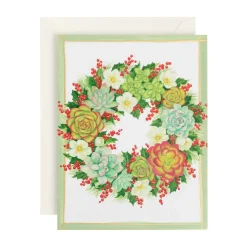 Succulent Wreath Classic Boxed Christmas Cards - includes 15 cards & envelopes