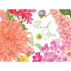 Summer Blooms Thank You Notes - 8 Note Cards And Envelopes