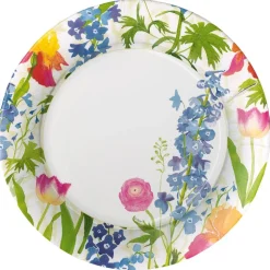 Summer Garden Paper Dinner Plates in White - 8 Per Package