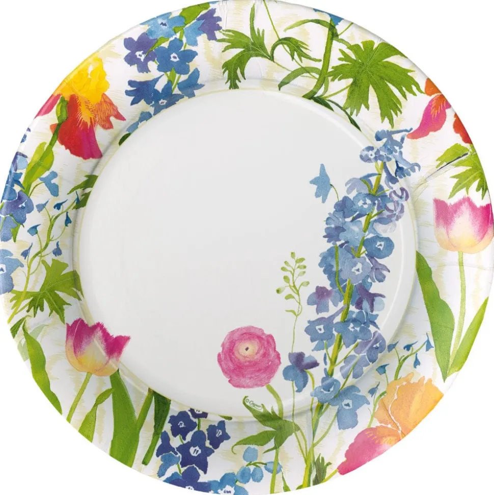 Summer Garden Paper Dinner Plates in White - 8 Per Package