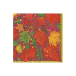 Swirling Leaves Burgundy Cocktail Napkins - includes 20 Cocktail Napkins