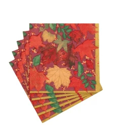 Swirling Leaves Burgundy Cocktail Napkins - includes 20 Cocktail Napkins