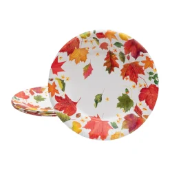Swirling Leaves White Paper Dinner Plates - includes 8 Paper Dinner Plates