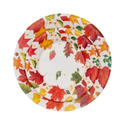 Swirling Leaves White Paper Dinner Plates - includes 8 Paper Dinner Plates
