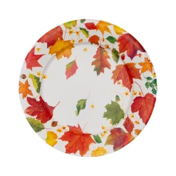 Swirling Leaves White Paper Dinner Plates - includes 8 Paper Dinner Plates