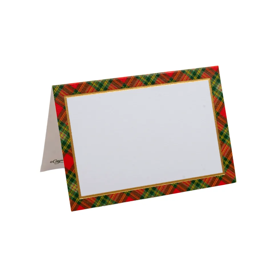 Tartan Red Foil Place Cards - includes 8 Cards