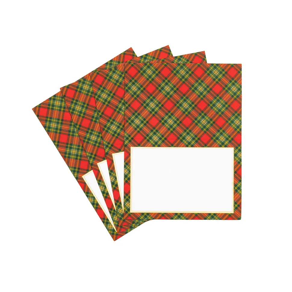 Tartan Red Foil Place Cards - includes 8 Cards