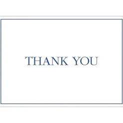 Thank You Navy Embossed Thank You Notes - 8 Note Cards And Envelopes