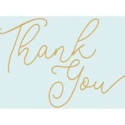 Thank You Script-Robins Egg Blue Foil Thank You Notes - 8 Note Cards And Envelopes