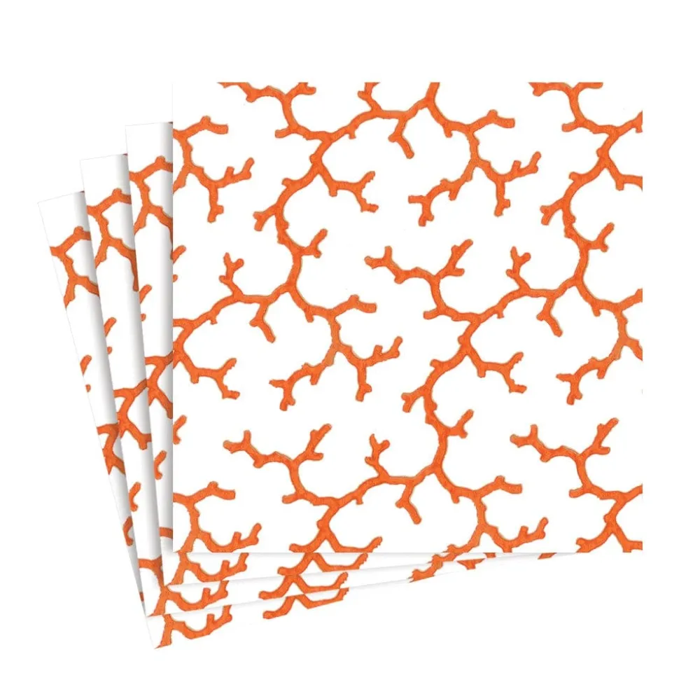 The Coral Sea Paper Luncheon Napkins in Coral - 20 Per Package