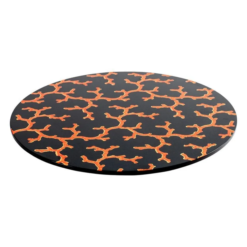 The Coral Sea Round Lacquer Placemat in Black - 1 Each
