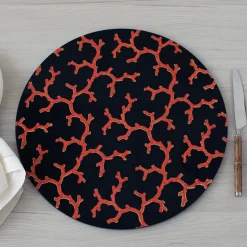 The Coral Sea Round Lacquer Placemat in Black - 1 Each