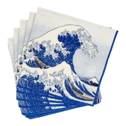 The Great Wave Paper Cocktail Napkins in Blue - 20 Per Package