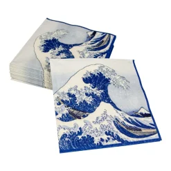 The Great Wave Paper Cocktail Napkins in Blue - 20 Per Package