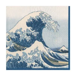The Great Wave Paper Luncheon Napkins in Blue - 20 Per Package