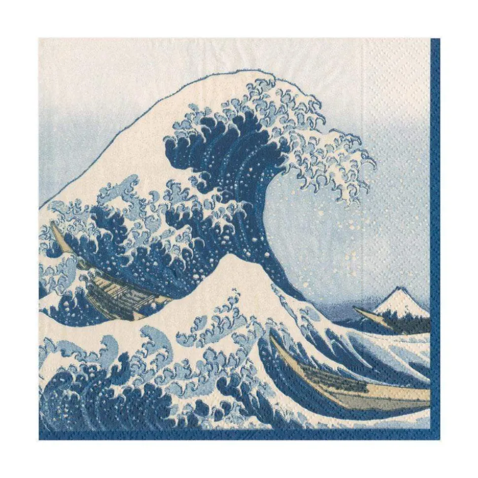 The Great Wave Paper Luncheon Napkins in Blue - 20 Per Package