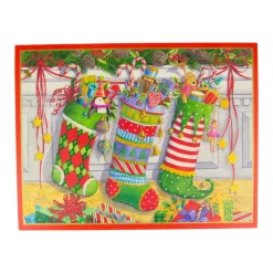 Three Stockings Classic Boxed Christmas Cards - includes 15 cards & envelopes