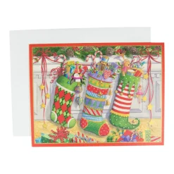 Three Stockings Classic Boxed Christmas Cards - includes 15 cards & envelopes
