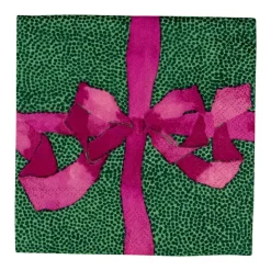 Tied With A Bow Green & Plum Cocktail Napkins - 20 Per Package