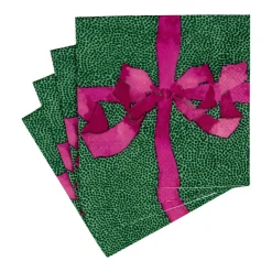 Tied With A Bow Green & Plum Cocktail Napkins - 20 Per Package