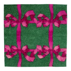 Tied With A Bow Green & Plum Cocktail Napkins - 20 Per Package