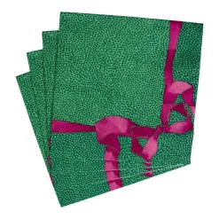 Tied With A Bow Green & Plum Luncheon Napkins - 20 Per Package