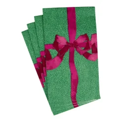 Tied With A Bow Green & Plum Guest Towel Napkins - 15 Per Package