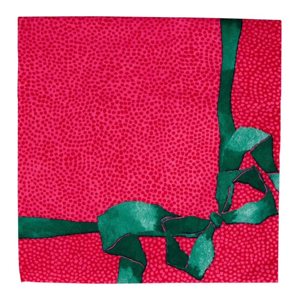 Tied With A Bow Red & Spruce Luncheon Napkins - 20 Per Package