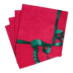 Tied With A Bow Red & Spruce Luncheon Napkins - 20 Per Package