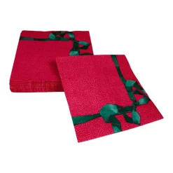 Tied With A Bow Red & Spruce Luncheon Napkins - 20 Per Package