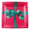 Tied With A Bow Red & Spruce Sq Salad & Dessert Plates - 8 Per Package