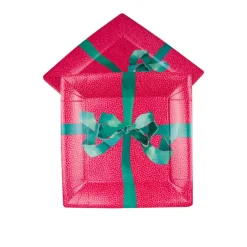 Tied With A Bow Red & Spruce Sq Salad & Dessert Plates - 8 Per Package