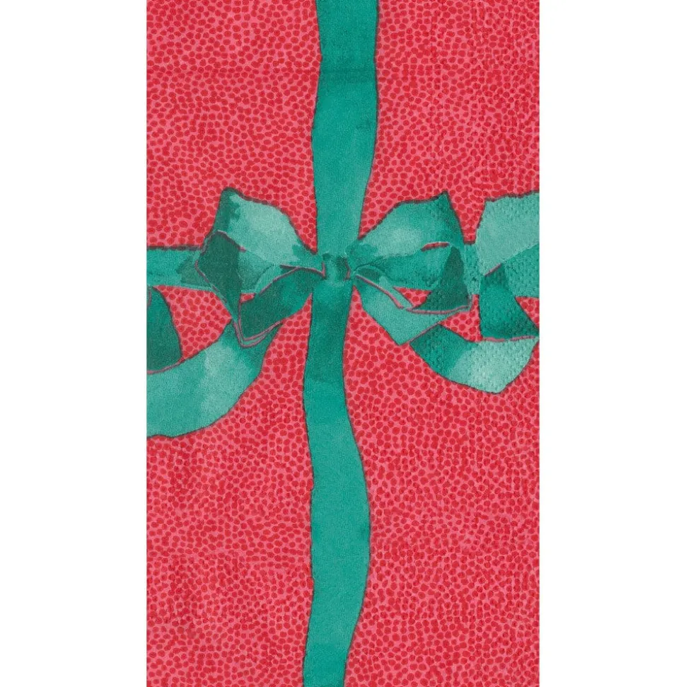 Tied With A Bow Red & Spruce Guest Towel Napkins - 15 Per Package