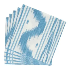 Toile De Nantes Blue Paper Linen Dinner Napkins - 12 Per Package
