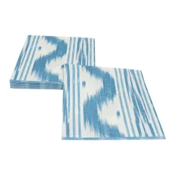 Toile De Nantes Blue Paper Linen Dinner Napkins - 12 Per Package