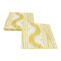Toile De Nantes Yellow Paper Linen Dinner Napkins - 12 Per Package